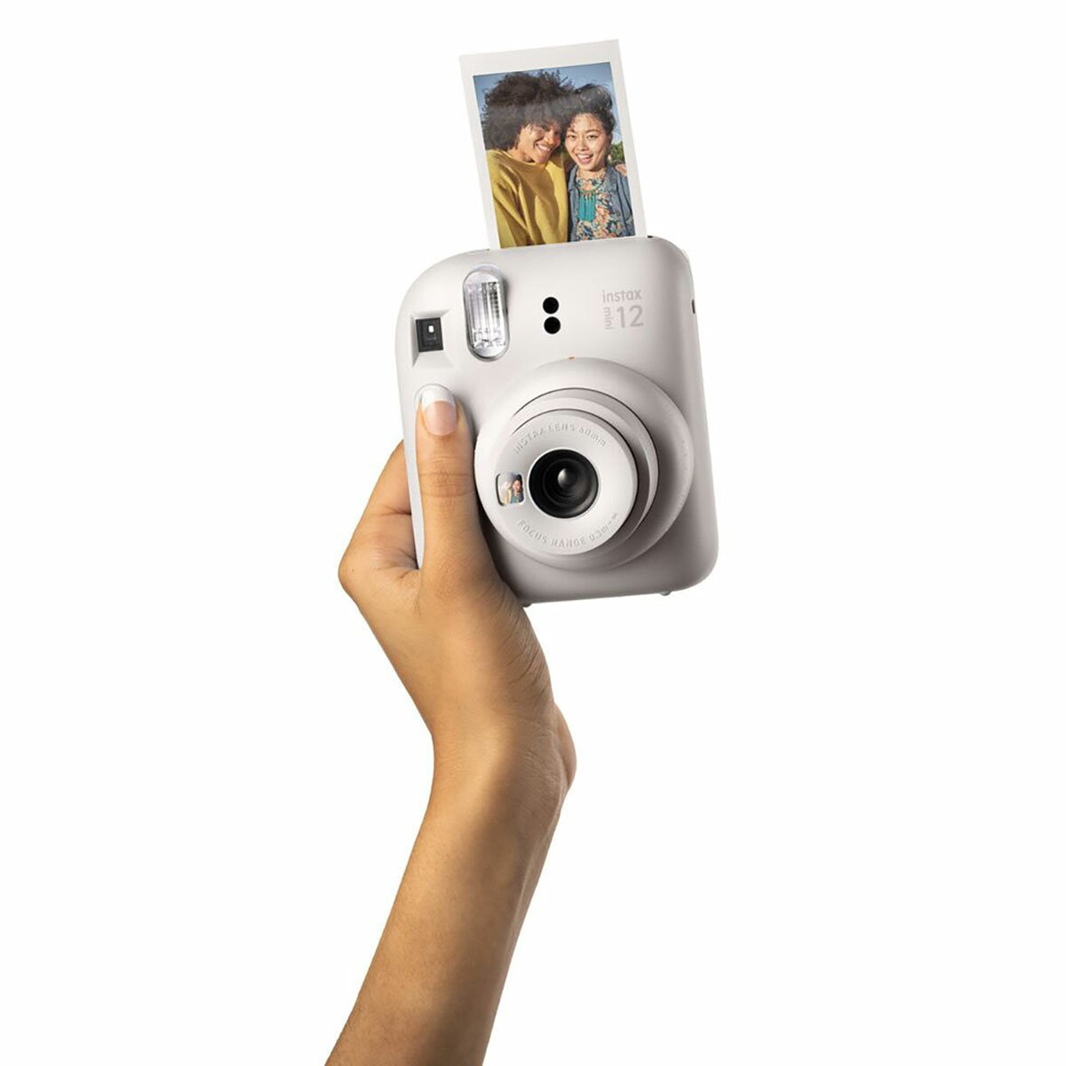 FujiFilm Instax Mini 12 (Clay White) with 10 Shot Film Pack (Stone Grey)