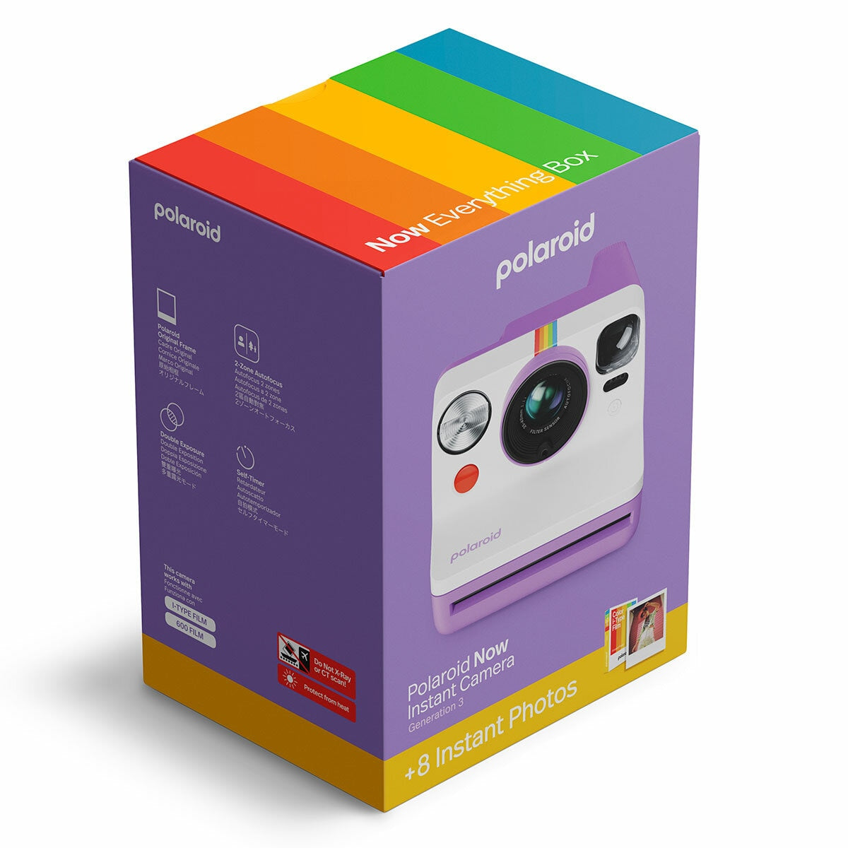 Polaroid Now Generation 3 Instant Camera with Colour Film Bundle - Purple