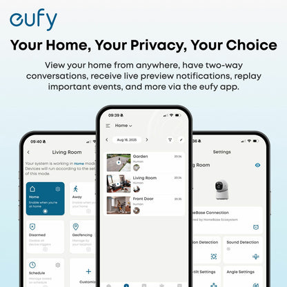 eufy C220 2K Pan-Tilt Smart Indoor Camera 3 Pack - No Monthly Fees