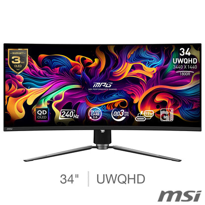 MSI MAG 341CQPX 34 Inch UWQHD 240Hz OLED Gaming Monitor