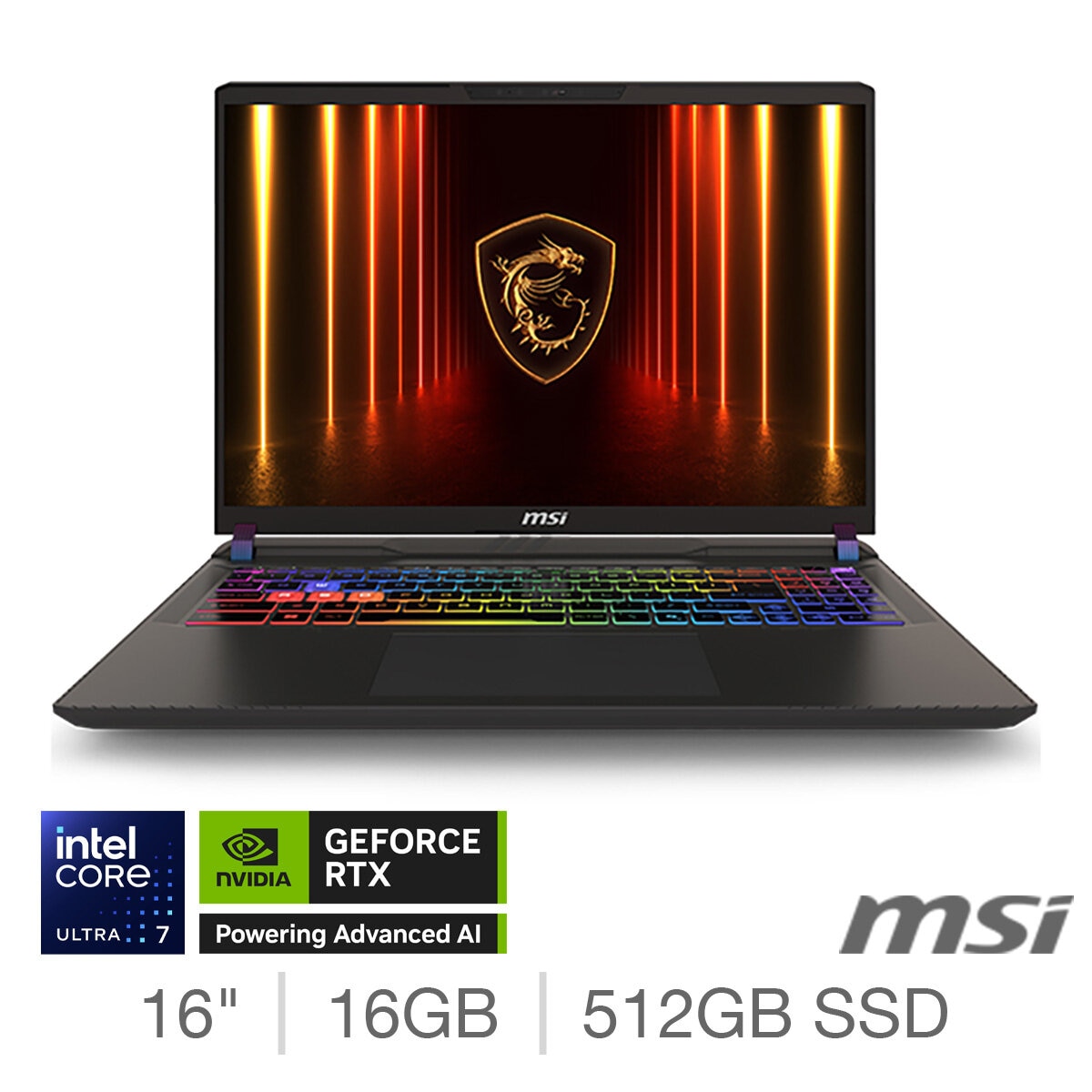 MSI Vector 16 HX AI A2XW Gaming Laptop Ultra7 16/512GB RTX5070Ti, 9S7-15M352-403