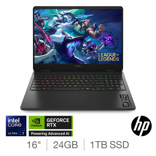 HP OMEN Gaming Laptop, 16 Inch, Intel Core Ultra 7, 24GB, 1TB SSD, RTX 5070