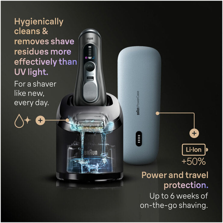 Braun 9675cc Series 9 Pro Shaver with Cleaning & Power Case in Grey