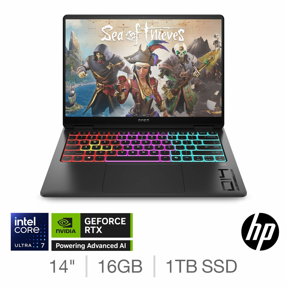 HP OMEN Transcend Gaming Laptop, Ultra 7, 16GB 1TB RTX5050 14 Inch, 14-fb1001na