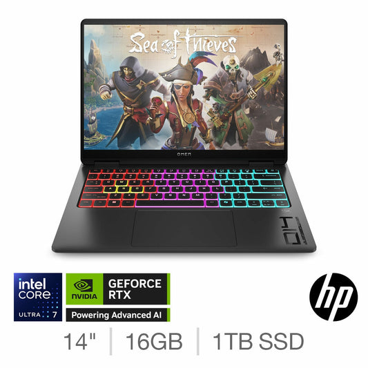 HP OMEN Transcend Gaming Laptop, Ultra 7, 16GB 1TB RTX5050 14 Inch, 14-fb1001na