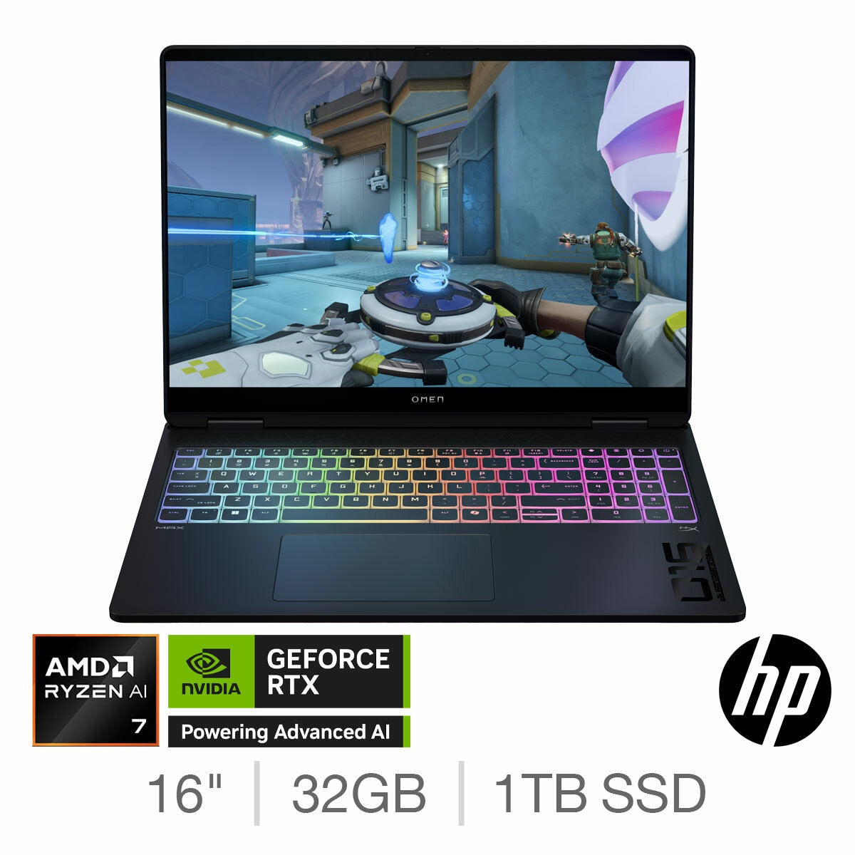 HP OMEN Max Gaming Laptop 16 Inch AMD RYZEN AI 7 32GB 1TB RTX5070Ti 16-FAK0002NA