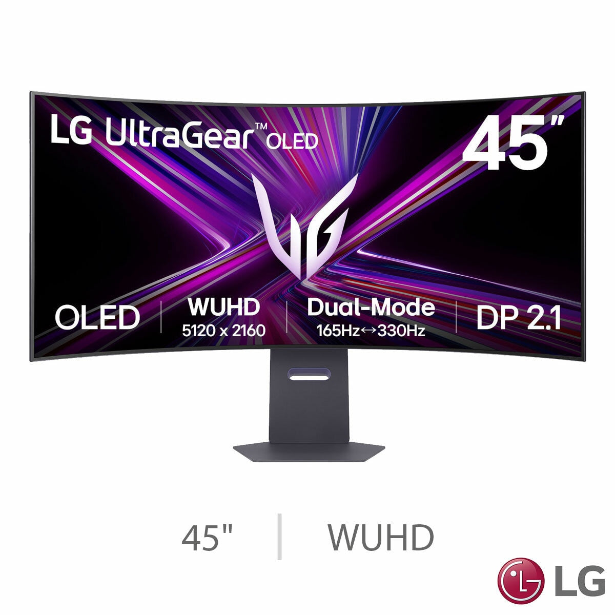LG UltraGear 45 Inch Gaming Monitor, 165Hz WUHD Curved OLED, 45GX950A-B.AEK