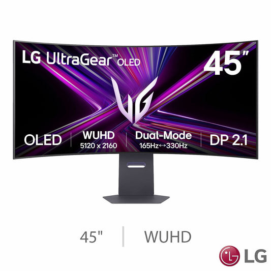 LG UltraGear 45 Inch Gaming Monitor, 165Hz WUHD Curved OLED, 45GX950A-B.AEK