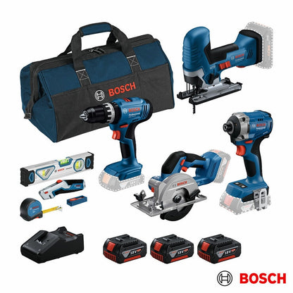 Bosch Professional 18V Power and Hand Tool Kit with 3x Batteries, Charger & Bag