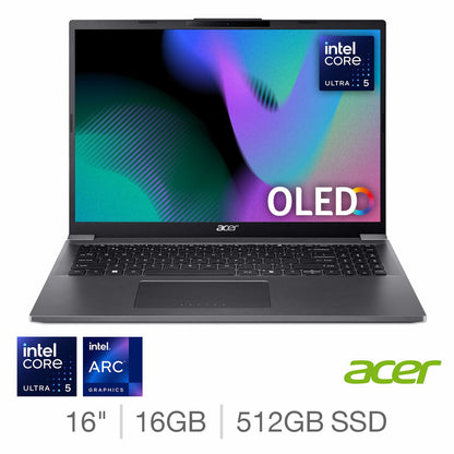 Acer Aspire 16 Laptop, Ultra 5, 16GB RAM, 512GB SSD, 16 Inch OLED , NX.J5LEK.003