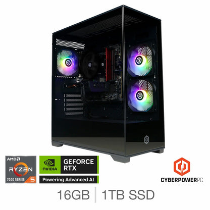 Cyberpower Gaming Desktop PC, AMD Ryzen 5, 16GB RAM, 1TB SSD, NVIDIA RTX 5060