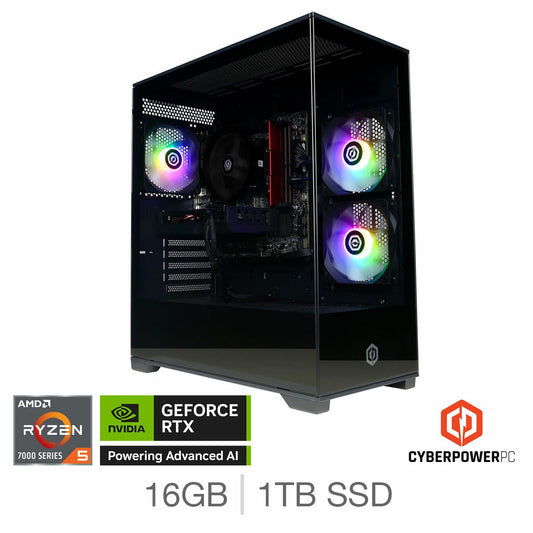 Cyberpower, AMD Ryzen 5, 16GB RAM, 1TB SSD, NVIDIA RTX 5060, Gaming Desktop PC