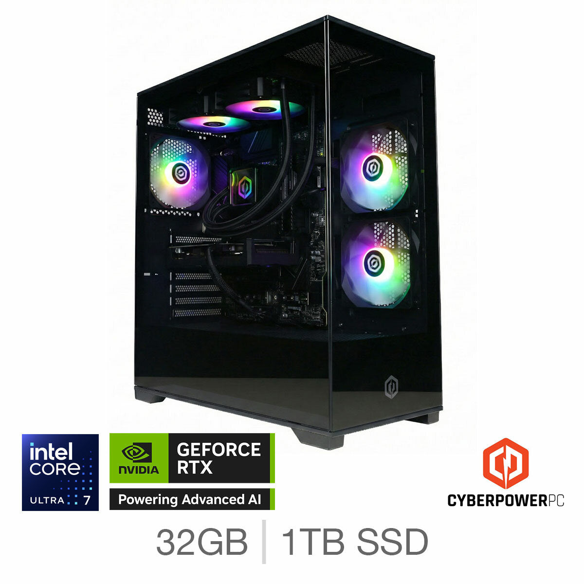 CyberPower Gaming Desktop PC, Intel Core Ultra 7, 32GB RAM, 1TB SSD, RTX 5070Ti