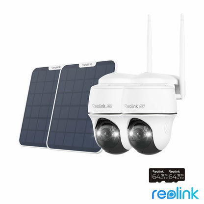 Reolink Argus PT Ultra 4K 8MP Wireless Solar Camera + 64GB SD Card - 2 Pack