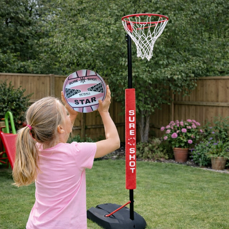 Sure Shot 10ft (3.05 m) Netball Goal in Red with Padding