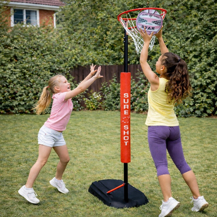 Sure Shot 10ft (3.05 m) Netball Goal in Red with Padding