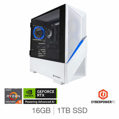 CyberPower Gaming Desktop PC, AMD Ryzen 5, 16GB RAM, 1TB SSD, NVIDIA RTX 5060