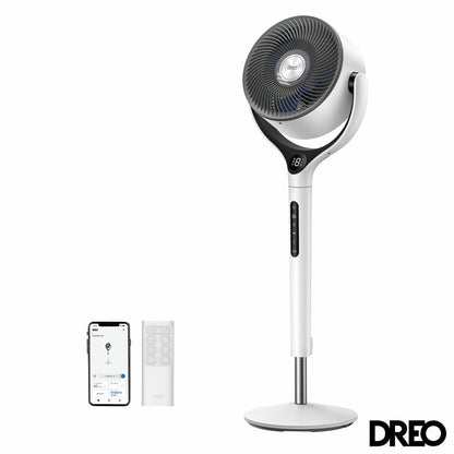 Dreo Smart TurboPoly Pedestal Fan in White, DR-HPF025S