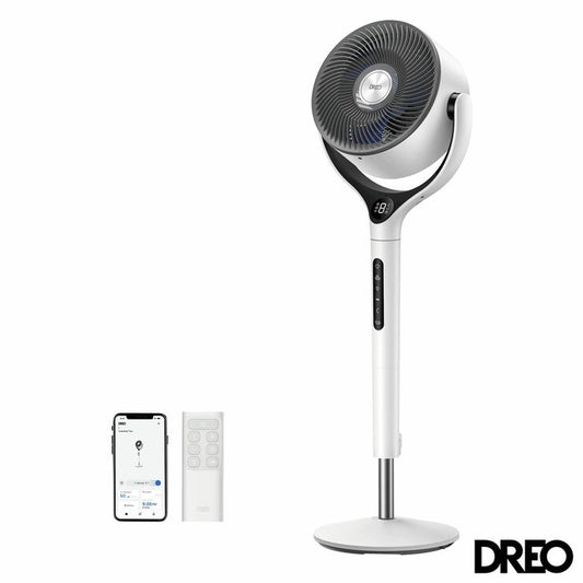 Dreo Smart TurboPoly Pedestal Fan in White, DR-HPF025S