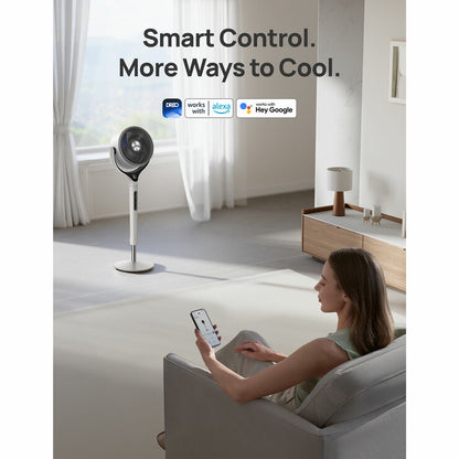 Dreo Smart TurboPoly Pedestal Fan in White, DR-HPF025S