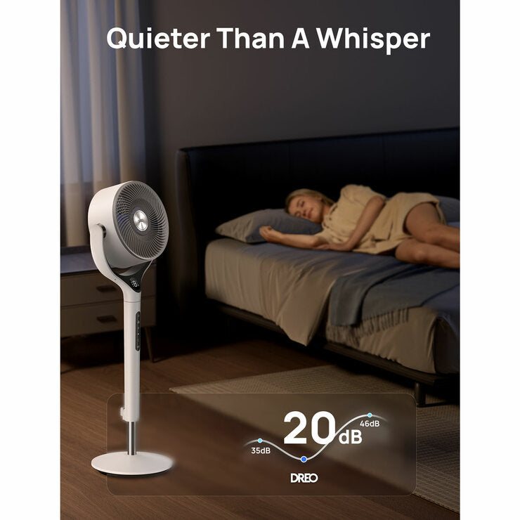Dreo Smart TurboPoly Pedestal Fan in White, DR-HPF025S