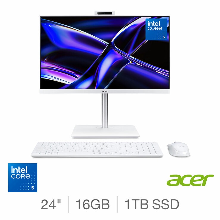Acer C24-A 24 Inch All in One Desktop PC, Intel Core 5, 16GB RAM, 1TB SSD