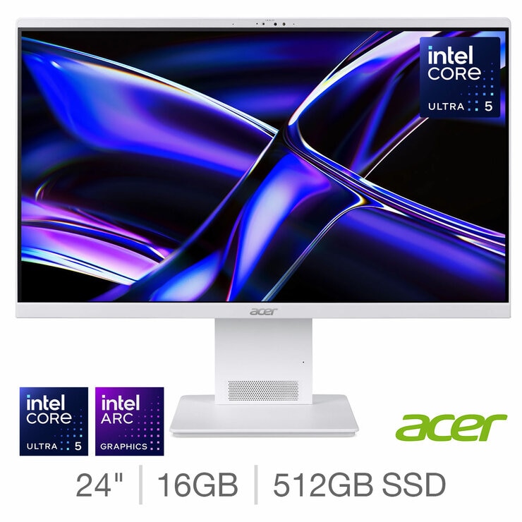 Acer S24-B 24 Inch All in One Desktop PC, Intel Core Ultra 5, 16GB RAM 512GB SSD