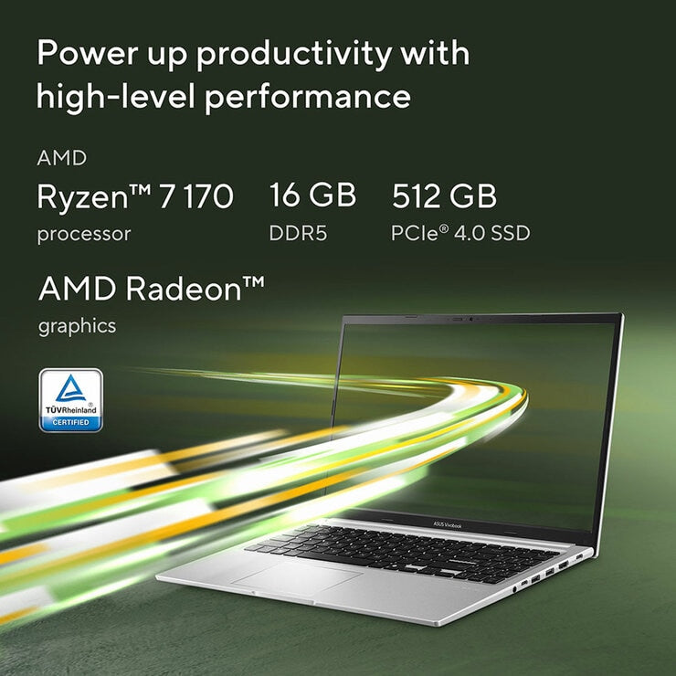 ASUS Vivobook Laptop - 15.6 Inch, AMD Ryzen 7, 16GB RAM, 512GB SSD