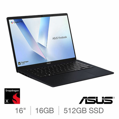 ASUS Vivobook Laptop - 16 Inch, Copilot+ PC, Snapdragon X1, 16GB RAM, 512GB SSD