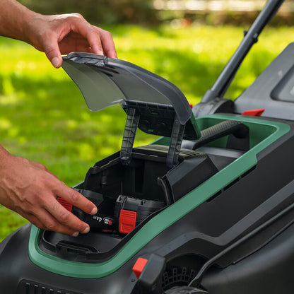 Bosch Rotak 36V 43cm Hand-Propelled Cordless Lawnmower with 2x Battery & Charger