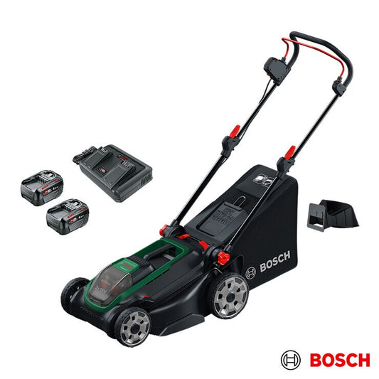 Bosch Rotak 36V 43cm Hand-Propelled Cordless Lawnmower with 2x Battery & Charger