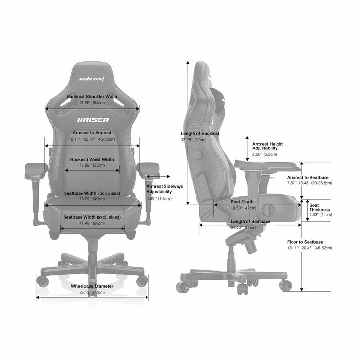 anda seaT Kaiser Series 4 Large Gaming Chair, Grey Fabric
