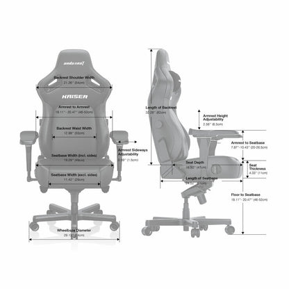 anda seaT Kaiser Series 4 Large Gaming Chair, Grey Fabric