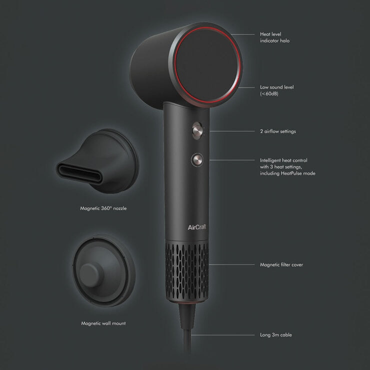 AirCraft Airmotion High Speed Ionic Hair Dryer With Heat Control in Grey