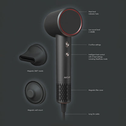 AirCraft Airmotion High Speed Ionic Hair Dryer With Heat Control in Grey