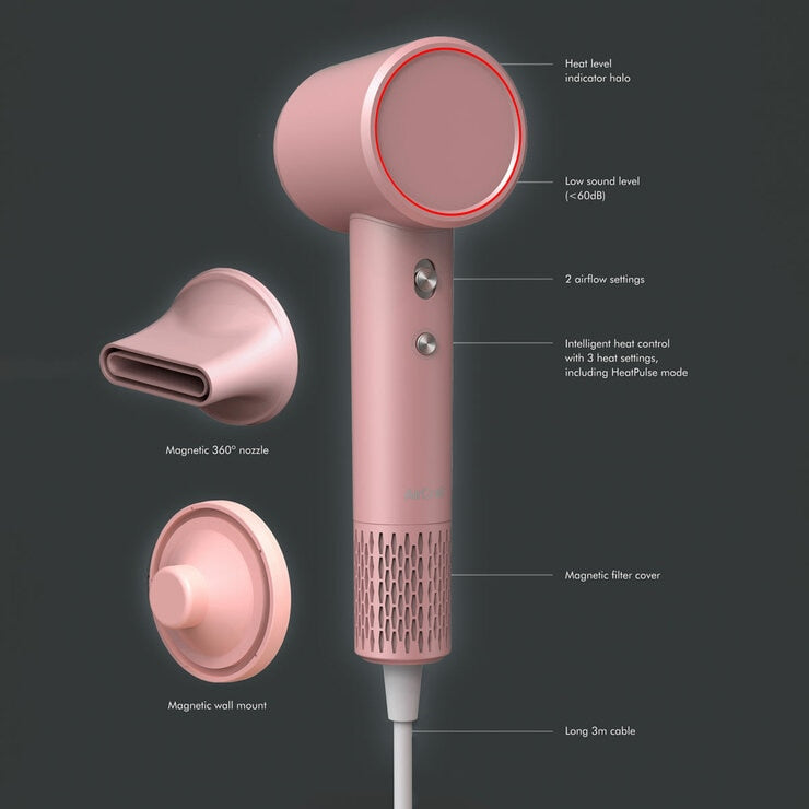 AirCraft Airmotion High Speed Ionic Hair Dryer With Heat Control in Blossom Pink