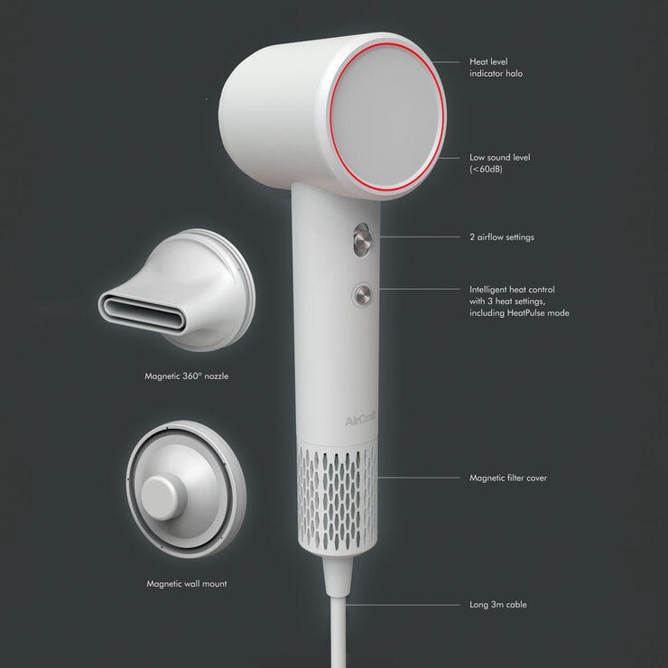 AirCraft Airmotion High Speed Ionic Hair Dryer With Heat Control in Snow White
