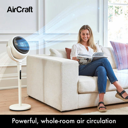 AirCraft LUME Ultra Quiet 2in1 Air Circulator Fan With Remote & LED Stone White
