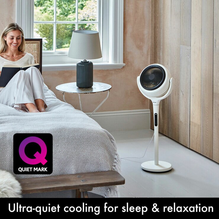 AirCraft LUME Ultra Quiet 2in1 Air Circulator Fan With Remote & LED Stone White