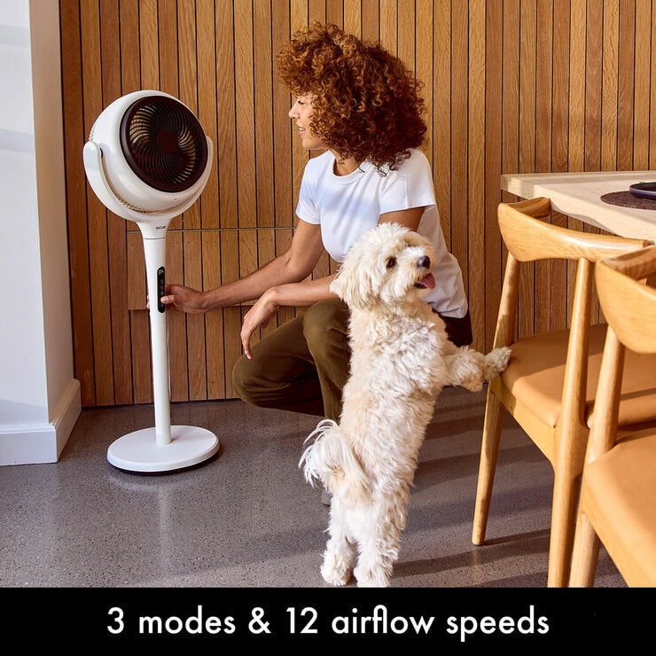 AirCraft LUME Ultra Quiet 2in1 Air Circulator Fan With Remote & LED Stone White