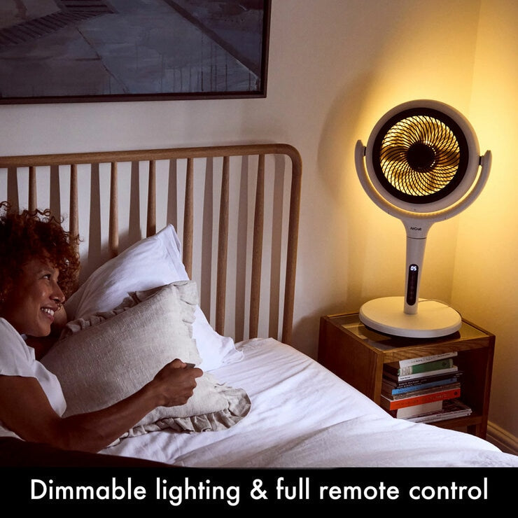 AirCraft LUME Ultra Quiet 2in1 Air Circulator Fan With Remote & LED Stone White