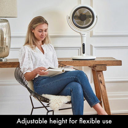 AirCraft LUME Ultra Quiet 2in1 Air Circulator Fan With Remote & LED Stone White