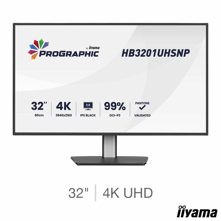 iiyama Prographic 32 Inch 60Hz 4K Ultra HD IPS Monitor, HB3201UHSNP-B1