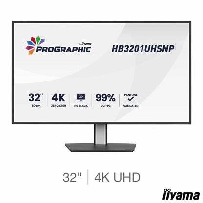 iiyama Prographic 32 Inch 60Hz 4K Ultra HD IPS Monitor, HB3201UHSNP-B1