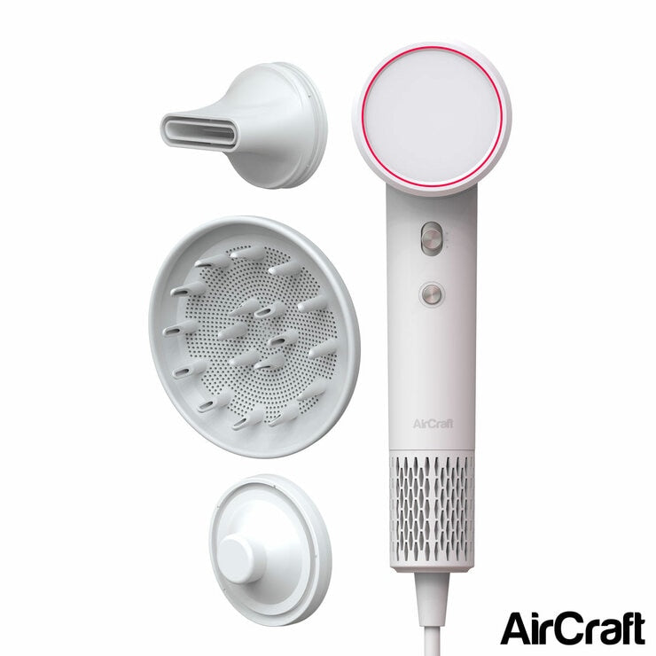 AirCraft Airmotion High Speed Ionic Hair Dryer - Heat Control & Diffuser, White