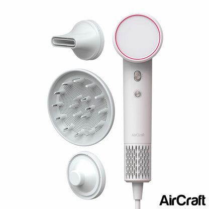 AirCraft Airmotion High Speed Ionic Hair Dryer - Heat Control & Diffuser, White
