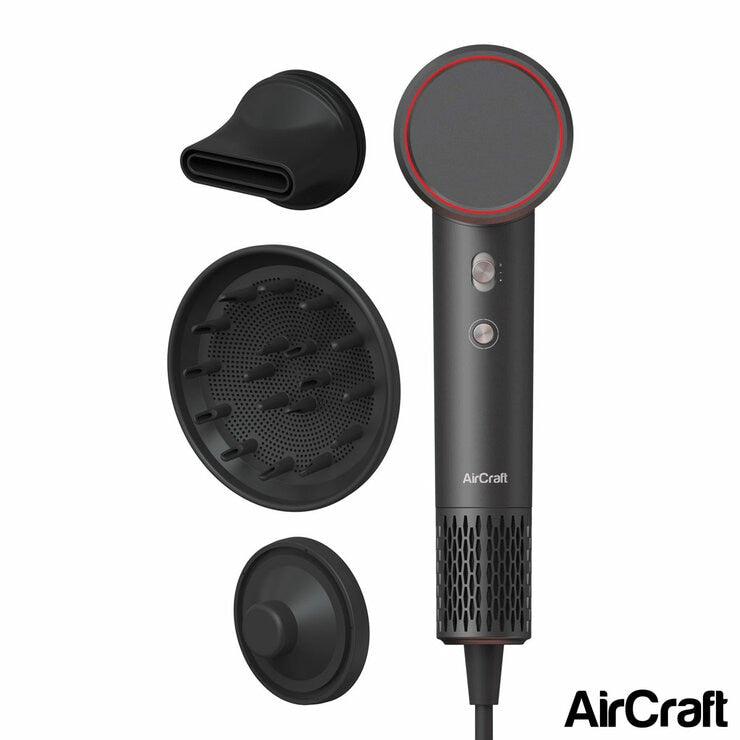 AirCraft Airmotion High Speed Ionic Hair Dryer - Heat Control & Diffuser, Grey