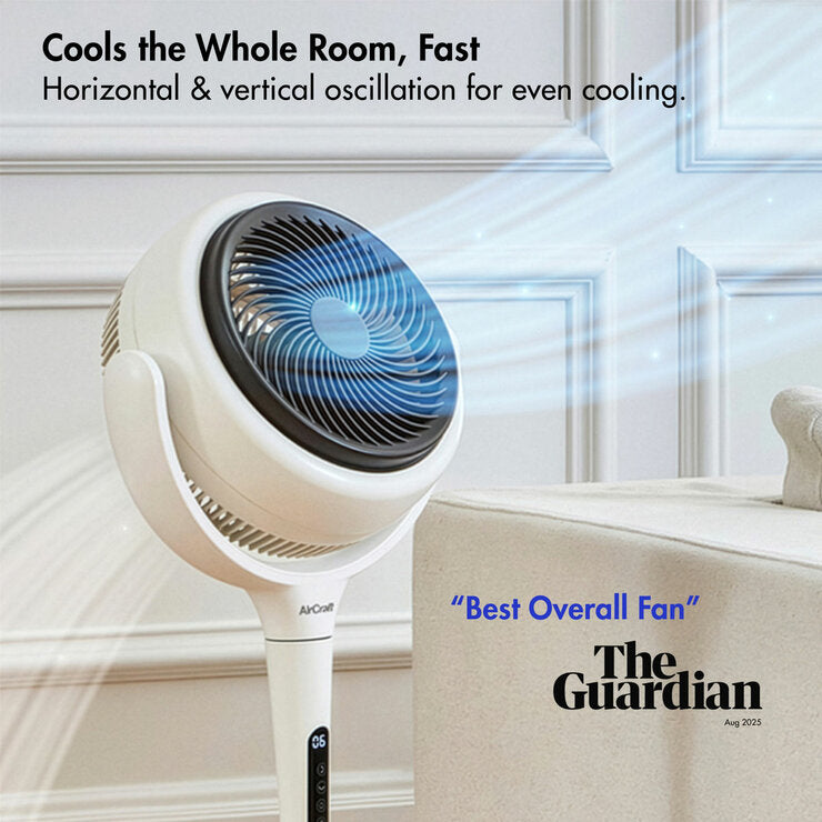 AirCraft LUME MIDI Ultra Quiet Air Circulator Table Fan with Remote & Backlight