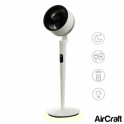 AirCraft AirLUME Cordless Air Circulator Fan with Dimmable Lighting Stone White