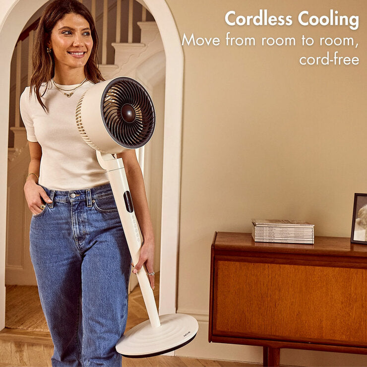 AirCraft AirLUME Cordless Air Circulator Fan with Dimmable Lighting Stone White